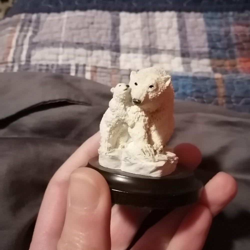 Vintage 90s Polar Bear and Cub Figure